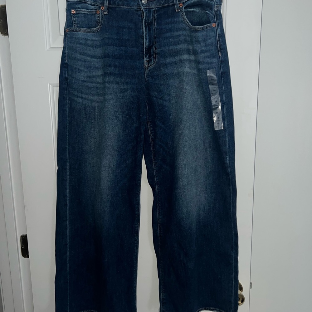 American Eagle Outfitters Blue Flare Wide Leg Jeans